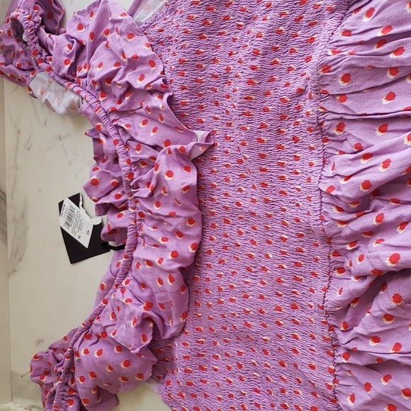 Ava & Viv Purple with Red Polka Dot Ruffle Short Sleeve Side Slit Dress Size 4X - Picture 8 of 11